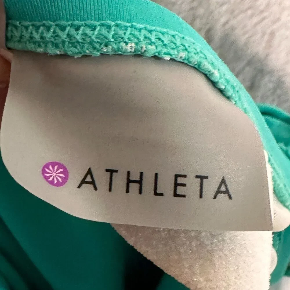 Athleta Kiki Swim Dress Aqua Built-In Bra Key Hole Neck Sport